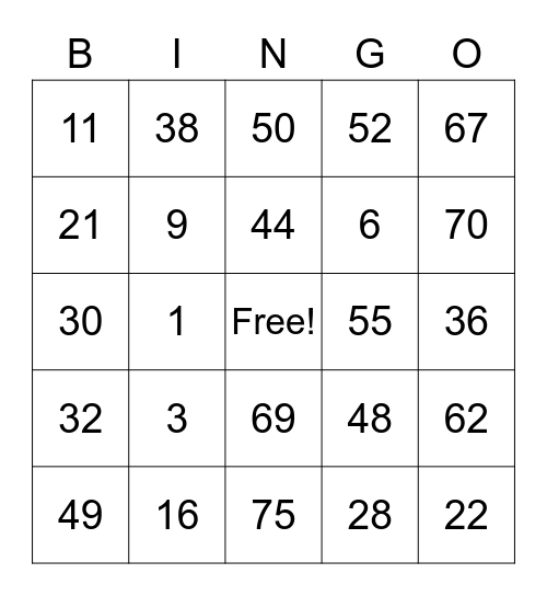 Michelle George Bingo Card