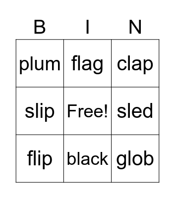 L Blends Bingo Card