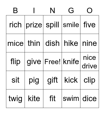 Short & Long I Bingo Card