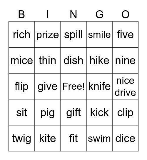 Short & Long I Bingo Card