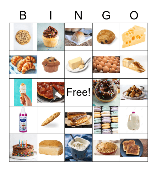 Boulangerie, Pâtisserie, et Laitiers Bingo Card