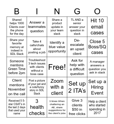 Indeed Bingo Card