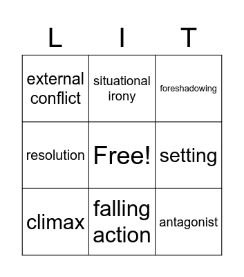 Literary Element Bingo Card