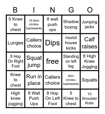 FITNESS Bingo Card