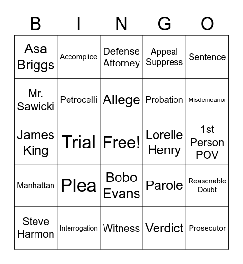 Monster Bingo Card