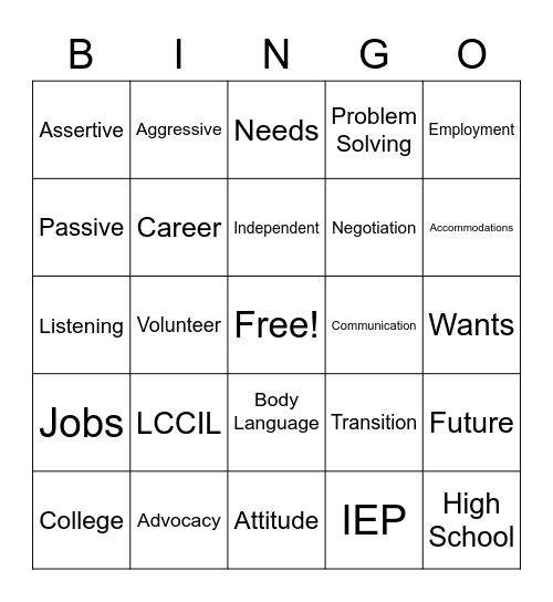 LCCIL Advocacy BINGO Card