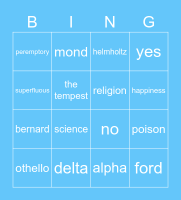 Brave New World Chapter 15 -17 Bingo Card