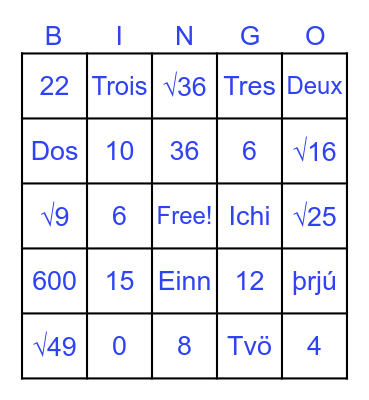 Number Time Wohoooo! Bingo Card