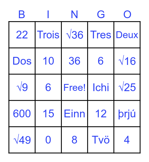 Number Time Wohoooo! Bingo Card