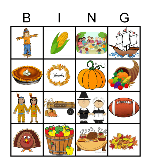 Thanksgiving Bingo Card