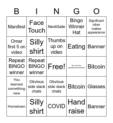 Town Hall 11.18.20 Bingo Card
