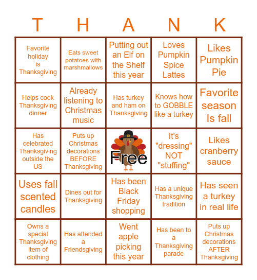 BTI Thanksgiving Bingo! Bingo Card