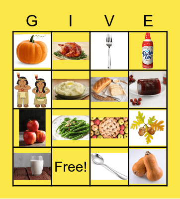 Thanksgiving Bingo ( Green/Yellow) Bingo Card
