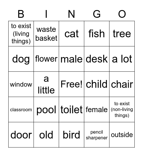 J2 Unit 10 Vocab Review Bingo Card