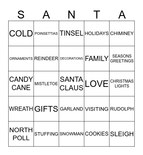 MERRY CHRISTMAS Bingo Card