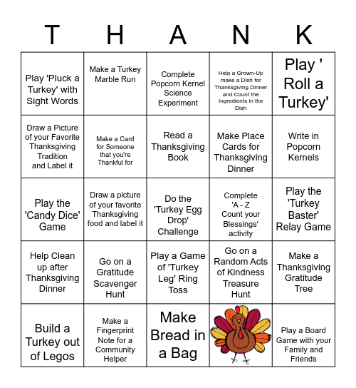 Thanksgiving Bingo Card