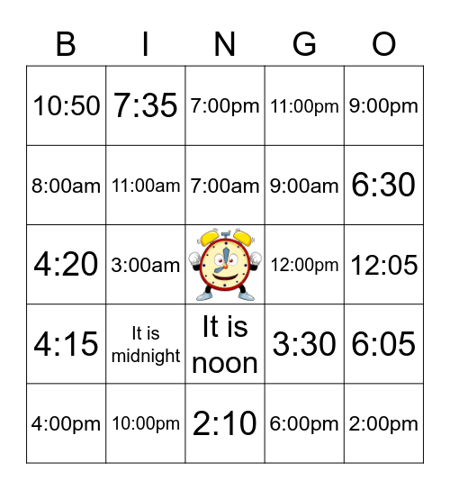 ¿Qué Hora Es? Bingo Card