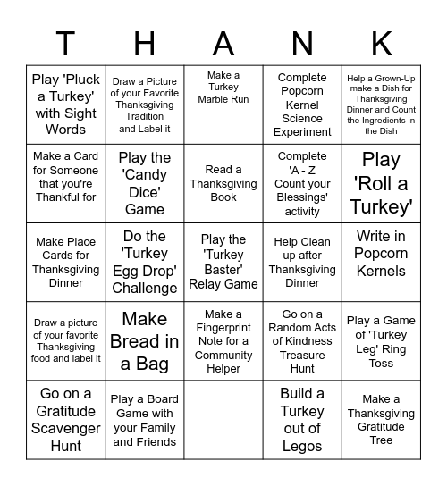 Thanksgiving Bingo