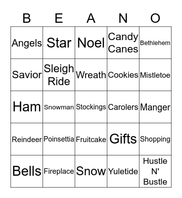 CHRISTMAS BANQUET 2014 Bingo Card