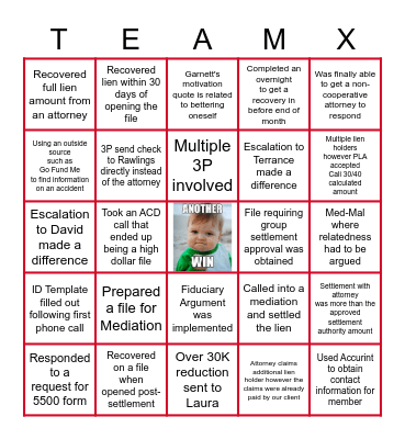 Team Name: _______________________ Bingo Card