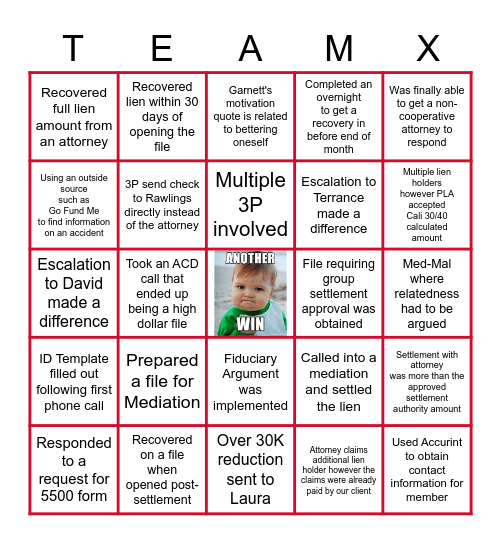 Team Name: _______________________ Bingo Card