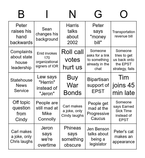 RUM BINGO 11/18/20 Bingo Card