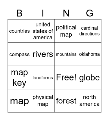Map Bingo Card