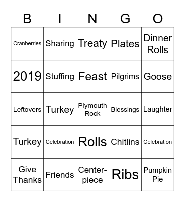 Thanksgiving Bingo Card