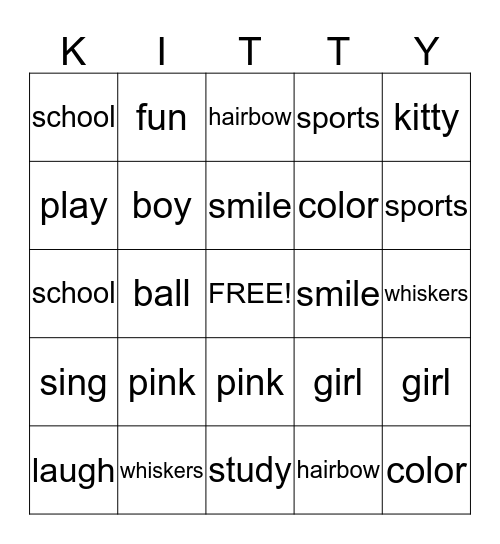 Hello Kitty Bingo Card