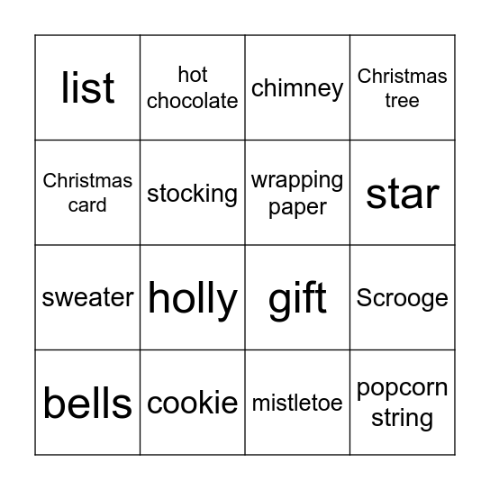 Christmas Bingo Card