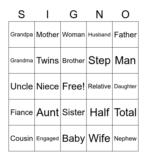 Family Signo 2 Bingo Card