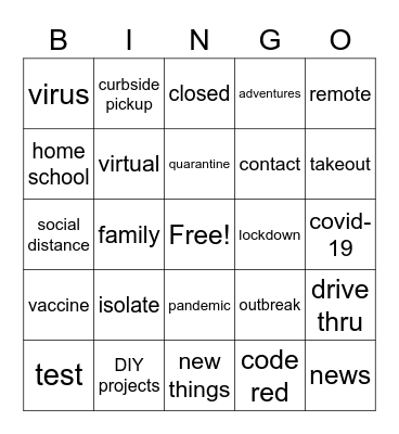 COVID BINGO Card