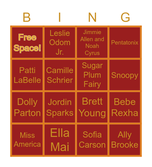 Thanksgiving Parade Bingo Card