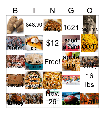 Thanksgiving Bingo Card