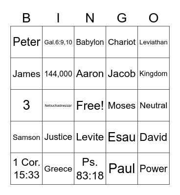 Bible Bingo Card