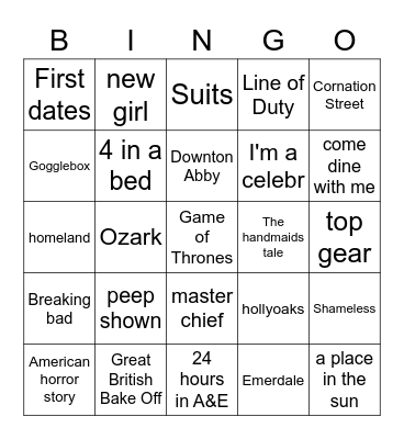 TV PROGRAMMES Bingo Card