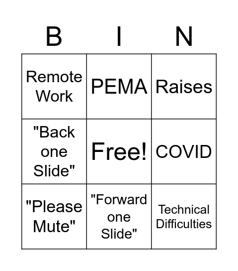 All Hands Bingo Card