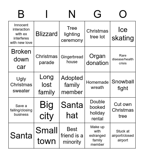 Hallmark Channel Bingo Card