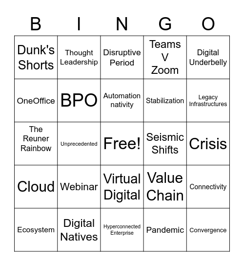 HFS Social Bingo Card