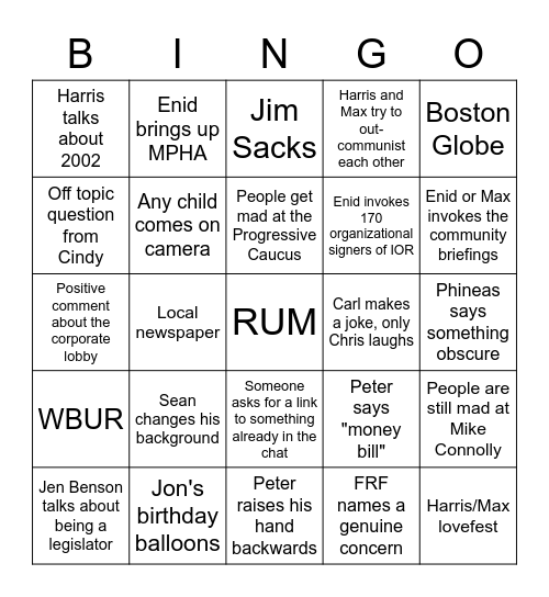 RUM Bingo Card