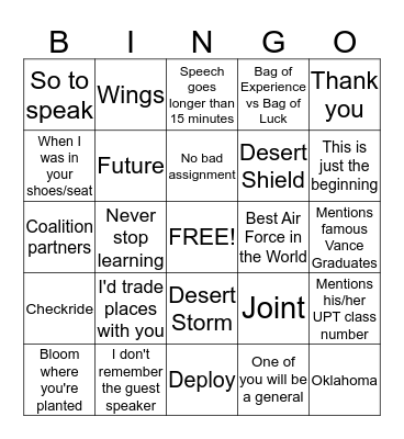 Graduation Bingo Card