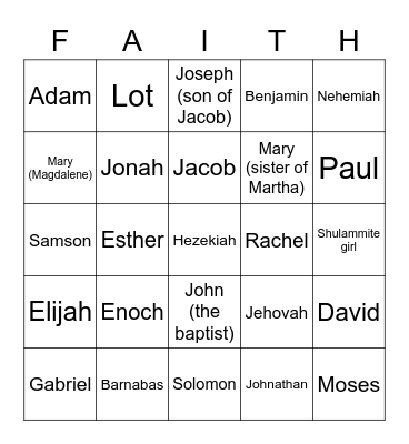 Family worship bingo Card
