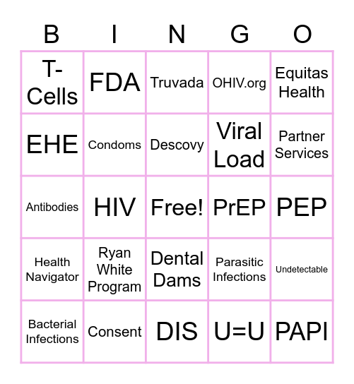 World AIDS Day Bingo Card