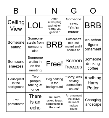 Zoom Bingo Card