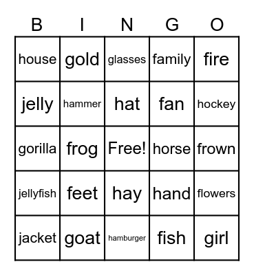 Beginning Sounds       f  g  h  j Bingo Card