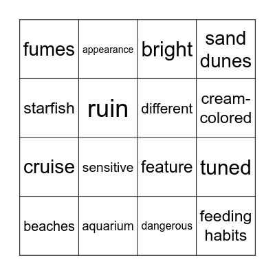 2.7  Clown Shrimp/Dune Buggy Bingo Card