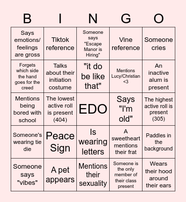 Bingo Card Bingo Card