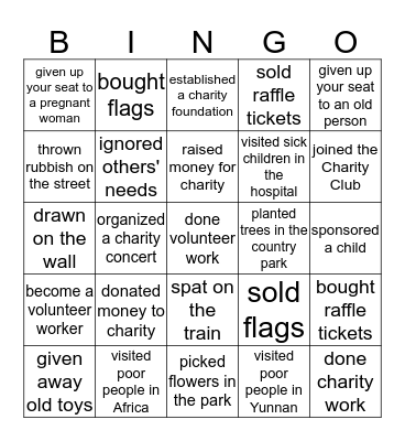 Have you ever played Bingo before? Bingo Card
