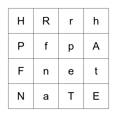 Alphabet Bingo Card