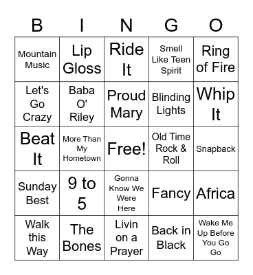 Mixed Up Playlist Bingo Card
